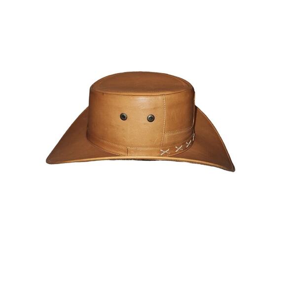 Leather Outback Style Hat sz 6 3/4 - 6 7/8 - Picture 2 of 10